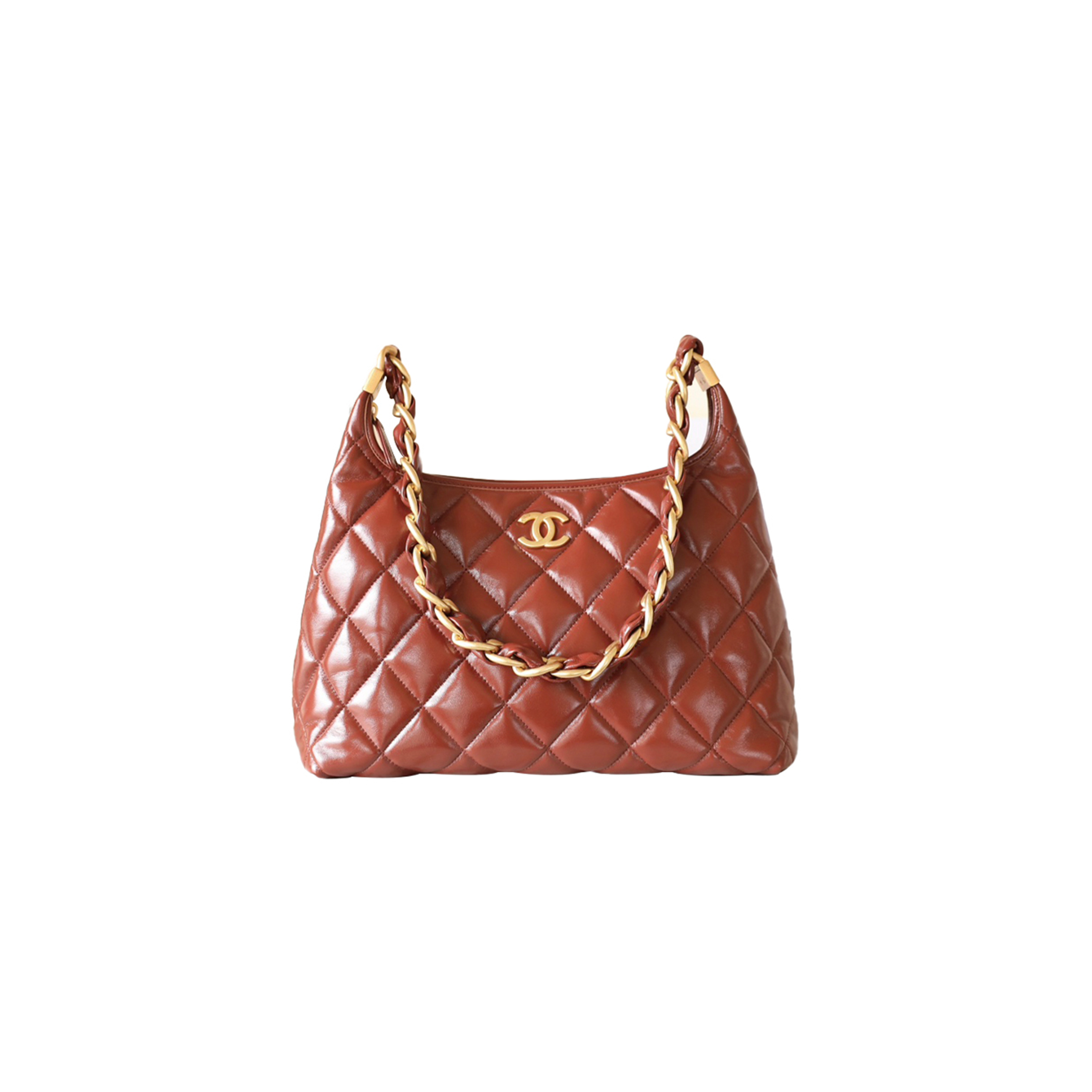 CHANEL MASTER 24A HOBO BAG BURGUNDY CALFSKIN GOLD HARDWARE (32*29*11cm) 